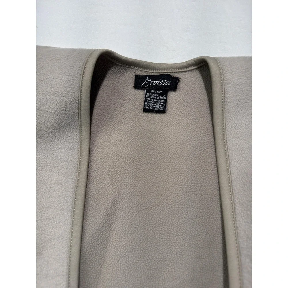 Eivissa Poncho Womens One Size Beige Fleece Open Front Geometric Wrap Cape